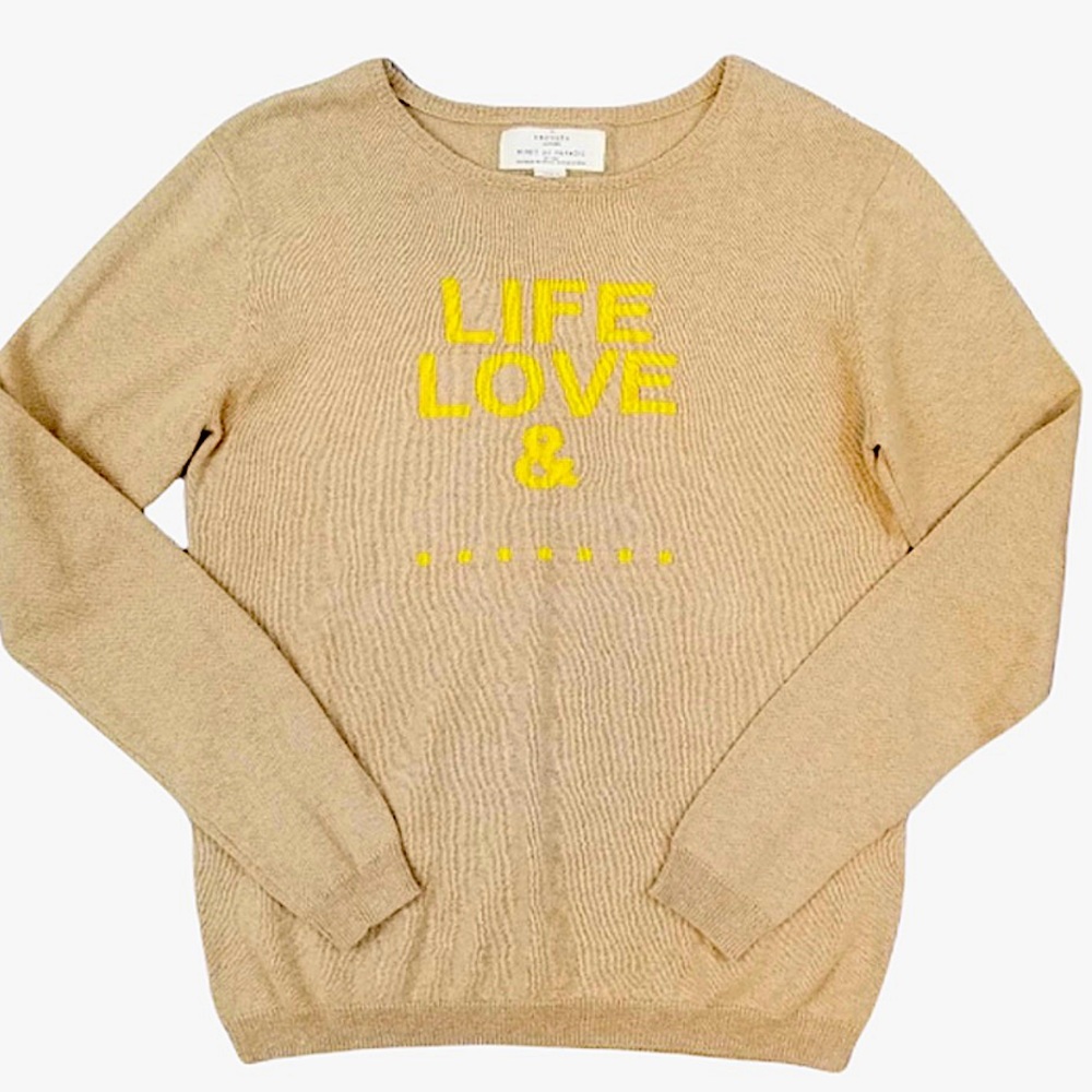 Trovata California Birds of Paradise Cashmere Blend Life Love & Graphic Sweater
